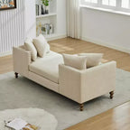 Chaise longue in ciniglia beige/grigio/tortora con bordo borchiato, 2 posti