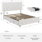 Giroletto a piattaforma in similpelle bianca, trapuntato a rombi, Queen, 1-2 posti letto