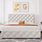 Giroletto a piattaforma in similpelle bianca, trapuntato a rombi, Queen, 1-2 posti letto