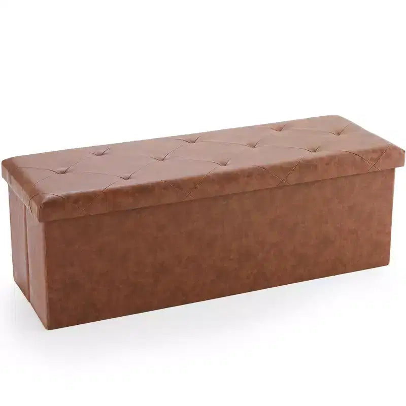 Pouf portaoggetti rettangolare largo 43" – Nero/Marrone, Posto singolo