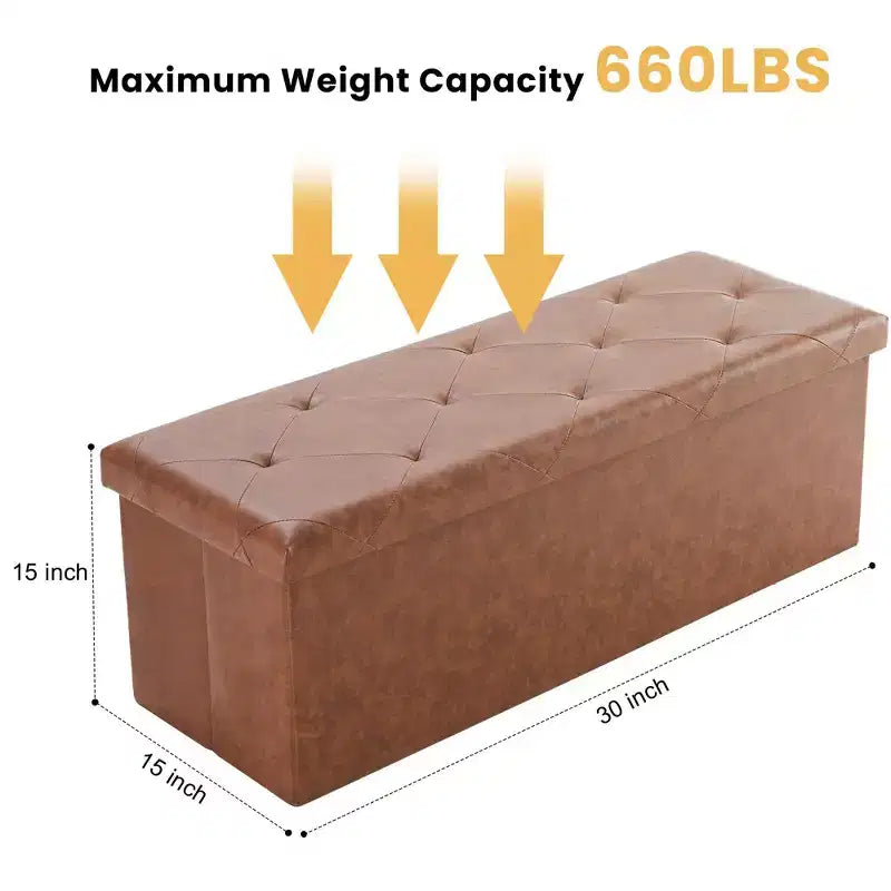 Pouf portaoggetti rettangolare largo 43" – Nero/Marrone, Posto singolo
