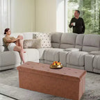 Pouf portaoggetti rettangolare largo 43" – Nero/Marrone, Posto singolo