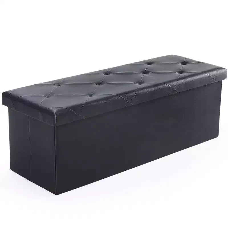 Pouf portaoggetti rettangolare largo 43" – Nero/Marrone, Posto singolo