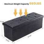 Pouf portaoggetti rettangolare largo 43" – Nero/Marrone, Posto singolo