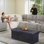 Pouf portaoggetti rettangolare largo 43" – Nero/Marrone, Posto singolo