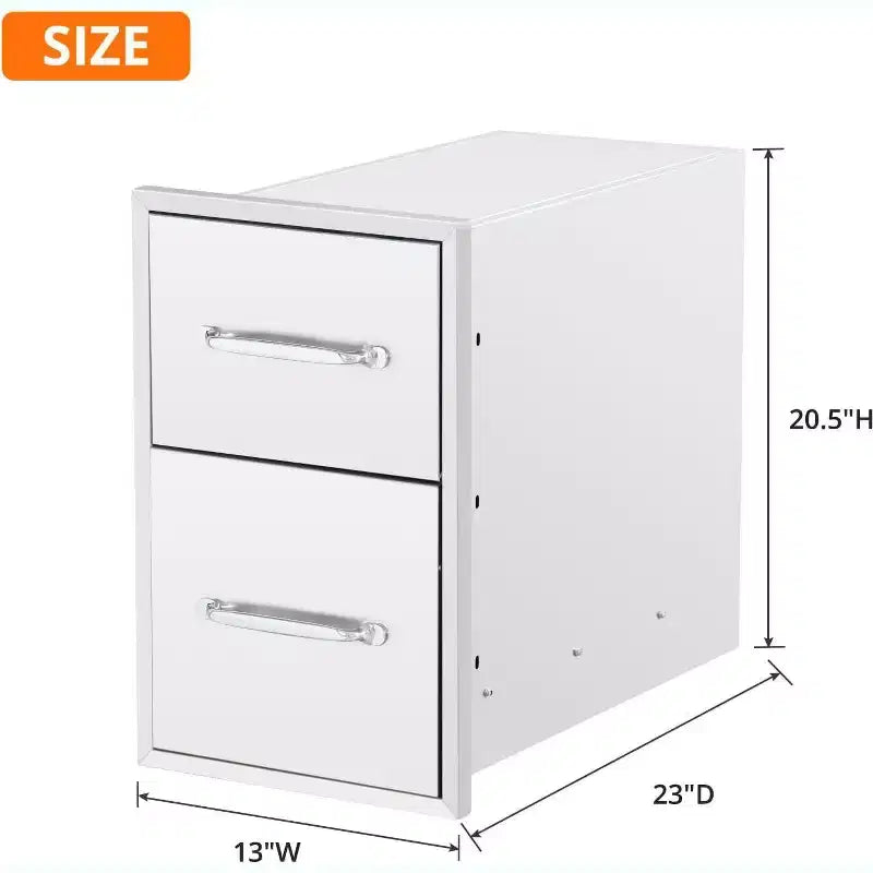 Pannello di accesso da cucina per esterni a 3 cassetti in acciaio inossidabile argentato con portarotolo di carta