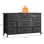 Comò a 10 cassetti con strisce nere/grigio scuro/tigrate e supporto TV con presa di corrente – 1 persona