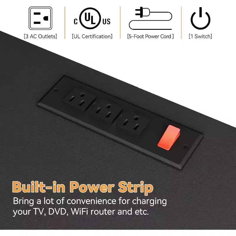 Comò a 10 cassetti con strisce nere/grigio scuro/tigrate e supporto TV con presa di corrente – 1 persona