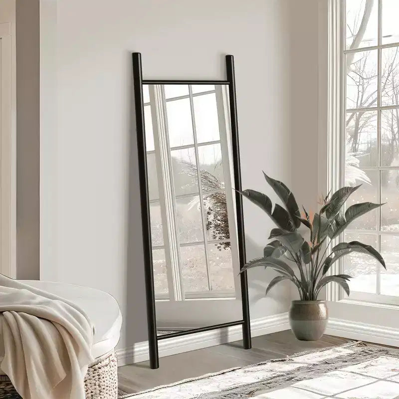 Specchio a tutta lunghezza a pioli nero/marrone, singolo, 160-180 cm