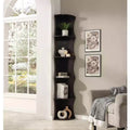 Okak Coner Bookshelf, Bookcase with 5 Open Rounded Shelves, Freestanding Storage Organizer for Living Room, Office, Espresso