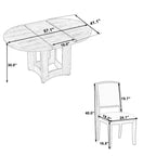 Set Tavolo da Pranzo Rotondo Allungabile, Espresso e Beige / Naturale e Beige, 4 Posti, 5 Pezzi
