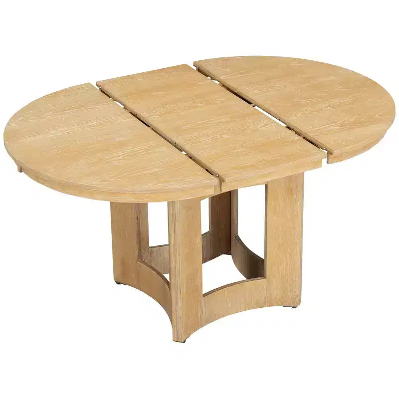 Set Tavolo da Pranzo Rotondo Allungabile, Espresso e Beige / Naturale e Beige, 4 Posti, 5 Pezzi