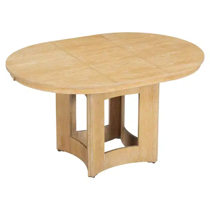 Set Tavolo da Pranzo Rotondo Allungabile, Espresso e Beige / Naturale e Beige, 4 Posti, 5 Pezzi
