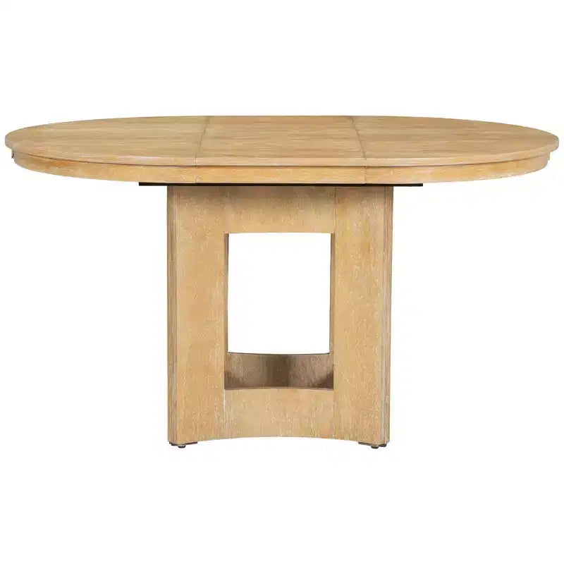 Set Tavolo da Pranzo Rotondo Allungabile, Espresso e Beige / Naturale e Beige, 4 Posti, 5 Pezzi