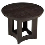 Set Tavolo da Pranzo Rotondo Allungabile, Espresso e Beige / Naturale e Beige, 4 Posti, 5 Pezzi