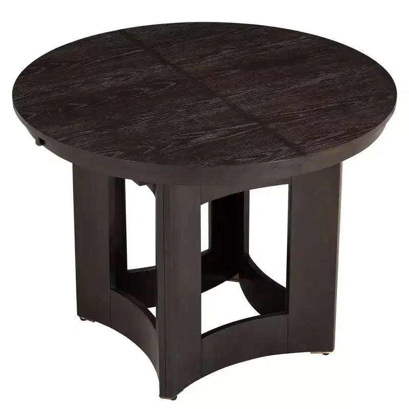 Set Tavolo da Pranzo Rotondo Allungabile, Espresso e Beige / Naturale e Beige, 4 Posti, 5 Pezzi