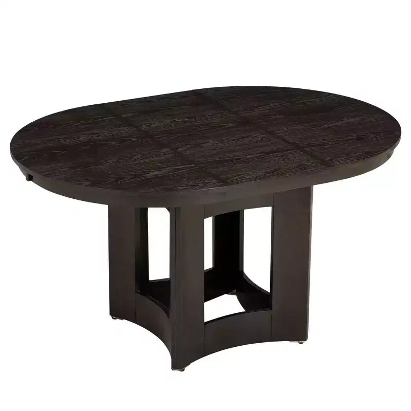 Set Tavolo da Pranzo Rotondo Allungabile, Espresso e Beige / Naturale e Beige, 4 Posti, 5 Pezzi