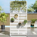 MAYEERTY Harold Wide-Narrow B Louvered White Galvanized Steel Room Divider, 72x35x16, 6-Piece Modern Decorative Privacy Screen