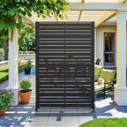 MAYEERTY Outdoor Metal Privacy Screen 6ft  4ft Black, 6-Panel Wide-Narrow Louvered Galvanized Iron for Garden