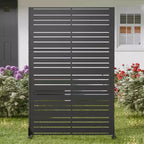 Paravento per la privacy in metallo a 6 pannelli a lamelle nere, 183 cm (H) x 119 cm (L), per 1 persona
