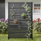Paravento per la privacy in metallo a 6 pannelli a lamelle nere, 183 cm (H) x 119 cm (L), per 1 persona