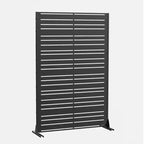 Paravento per la privacy in metallo a 6 pannelli a lamelle nere, 183 cm (H) x 119 cm (L), per 1 persona