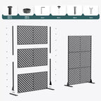 Paravento per la privacy in metallo a 6 pannelli a lamelle nere, 183 cm (H) x 119 cm (L), per 1 persona