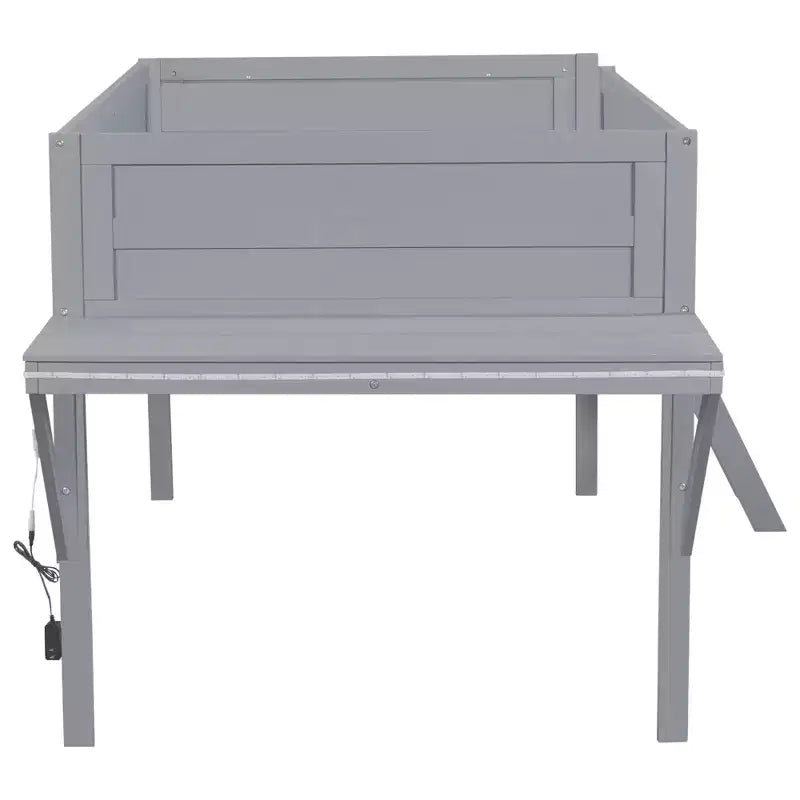 Letto a soppalco Grey Gaming con LED e scrivania, singolo/una piazza e mezza