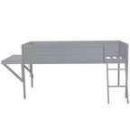 Letto a soppalco Grey Gaming con LED e scrivania, singolo/una piazza e mezza