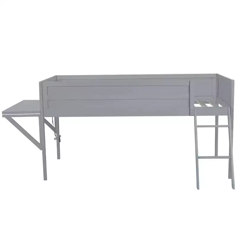 Letto a soppalco Grey Gaming con LED e scrivania, singolo/una piazza e mezza