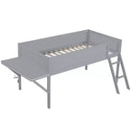 Letto a soppalco Grey Gaming con LED e scrivania, singolo/una piazza e mezza