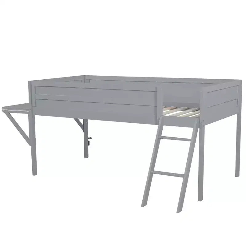 Letto a soppalco Grey Gaming con LED e scrivania, singolo/una piazza e mezza