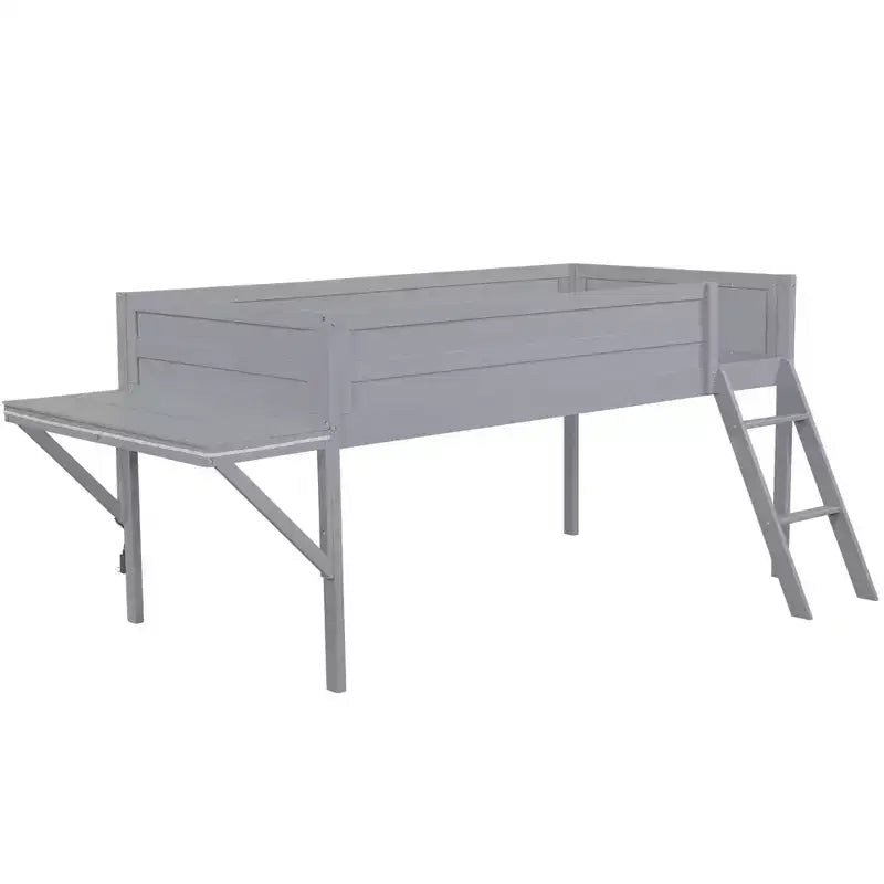 Letto a soppalco Grey Gaming con LED e scrivania, singolo/una piazza e mezza