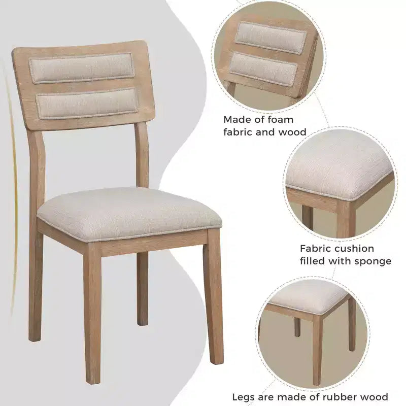 Set da pranzo 6 pezzi, grigio/naturale, imbottito, 6 posti
