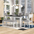 Set da pranzo 6 pezzi, grigio/naturale, imbottito, 6 posti