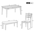 Set da pranzo 6 pezzi, grigio/naturale, imbottito, 6 posti