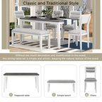 Set da pranzo 6 pezzi, grigio/naturale, imbottito, 6 posti