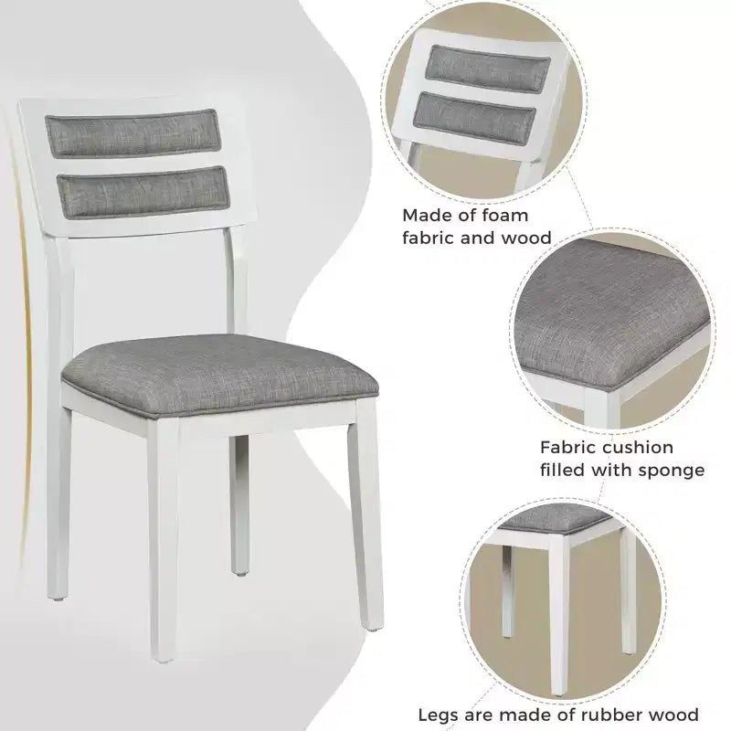Set da pranzo 6 pezzi, grigio/naturale, imbottito, 6 posti