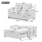 Divano letto convertibile grigio/grigio chiaro con USB e portabicchieri, 2 posti