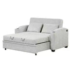 Divano letto convertibile grigio/grigio chiaro con USB e portabicchieri, 2 posti