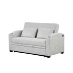 Divano letto convertibile grigio/grigio chiaro con USB e portabicchieri, 2 posti