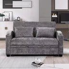 Divano letto convertibile grigio/grigio chiaro con USB e portabicchieri, 2 posti