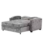 Divano letto convertibile grigio/grigio chiaro con USB e portabicchieri, 2 posti