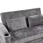 Divano letto convertibile grigio/grigio chiaro con USB e portabicchieri, 2 posti