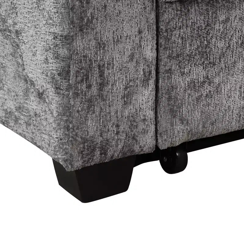 Divano letto convertibile grigio/grigio chiaro con USB e portabicchieri, 2 posti