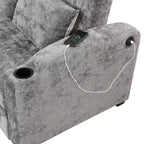 Divano letto convertibile grigio/grigio chiaro con USB e portabicchieri, 2 posti