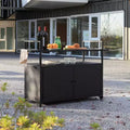 Carrello da bar singolo in vimini nero per esterni con piano in vetro, 1 persona