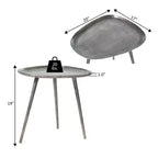 Tavolino tondo in metallo argento, stile moderno, singolo