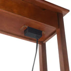 Tavolino finale con caricabatterie e coperchio ribaltabile, 2 prese e 2 porte USB, monoposto, marrone espresso