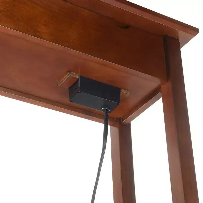 Tavolino finale con caricabatterie e coperchio ribaltabile, 2 prese e 2 porte USB, monoposto, marrone espresso